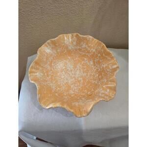 VINTAGE  MCM SHAWNEE USA 2503 POTTERY FOOTED BOWL RUFFLED EDGE SPLATTER